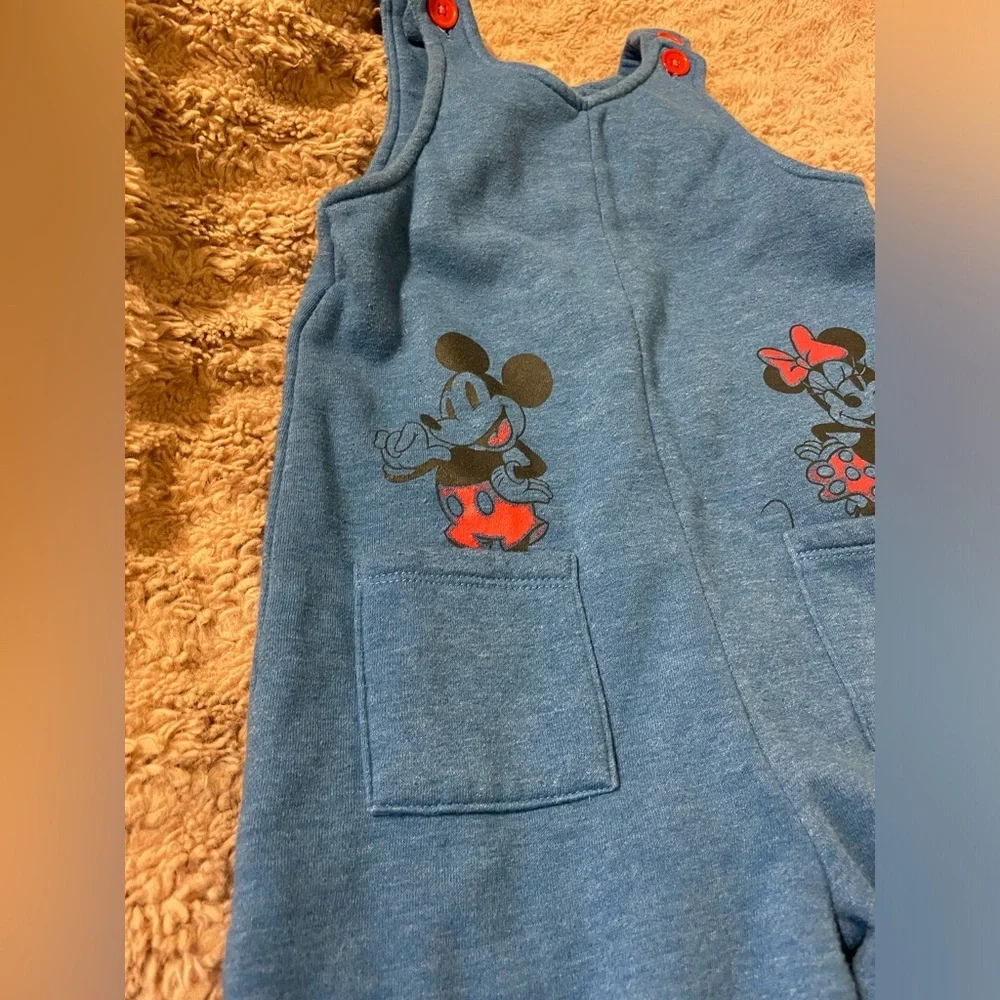 EUC Mickey and Minnie Disney Blue Unisex Soft Fleece Overalls